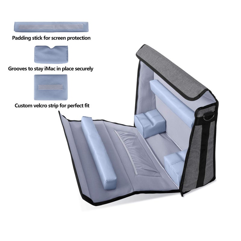 Damero Carrying Tote Bag Compatible with Apple 27" iMac Desktop Computer, Travel Storage Bag for iMac 27-inch and Other Accessories, Gray - Image 4